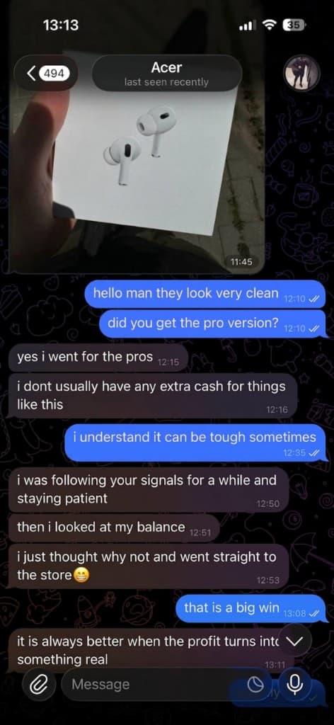 Acer — bought AirPods Pro from trading profits